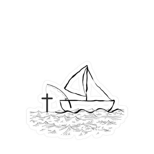 Vinyl Decal - Fishing Boat with Cross Design - Simmons Creative Brand Staple
